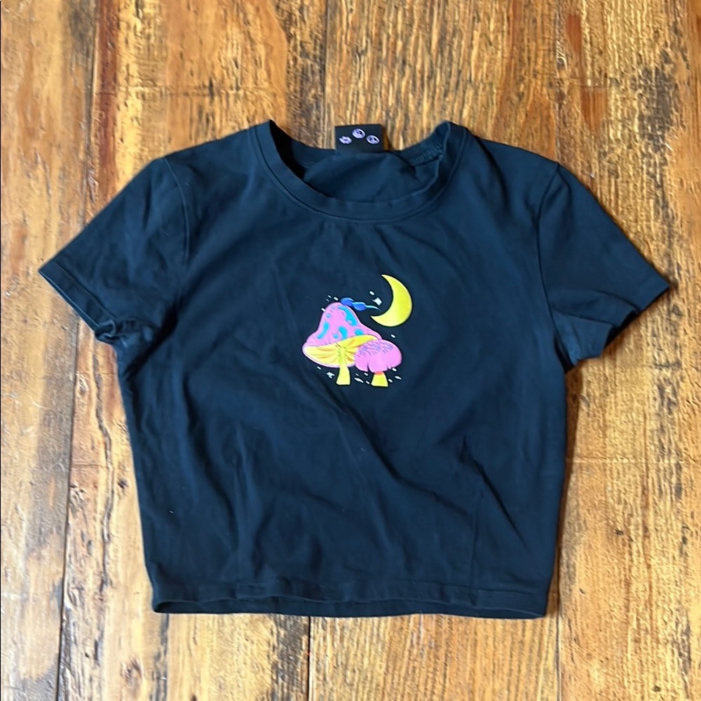 Black and Pink Crop Top with Colorful Design